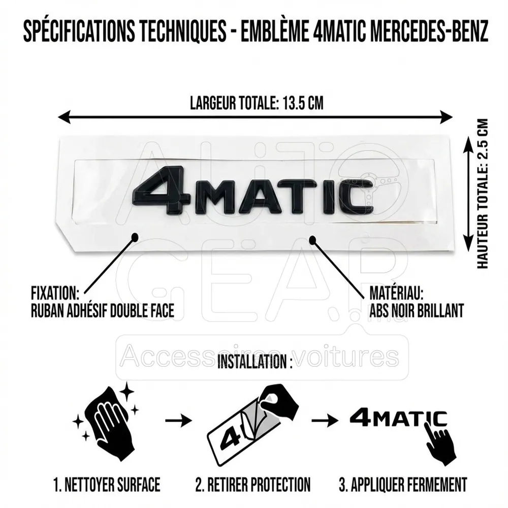 Emblème 4MATIC Noir pour Mercedes-Benz vue 4