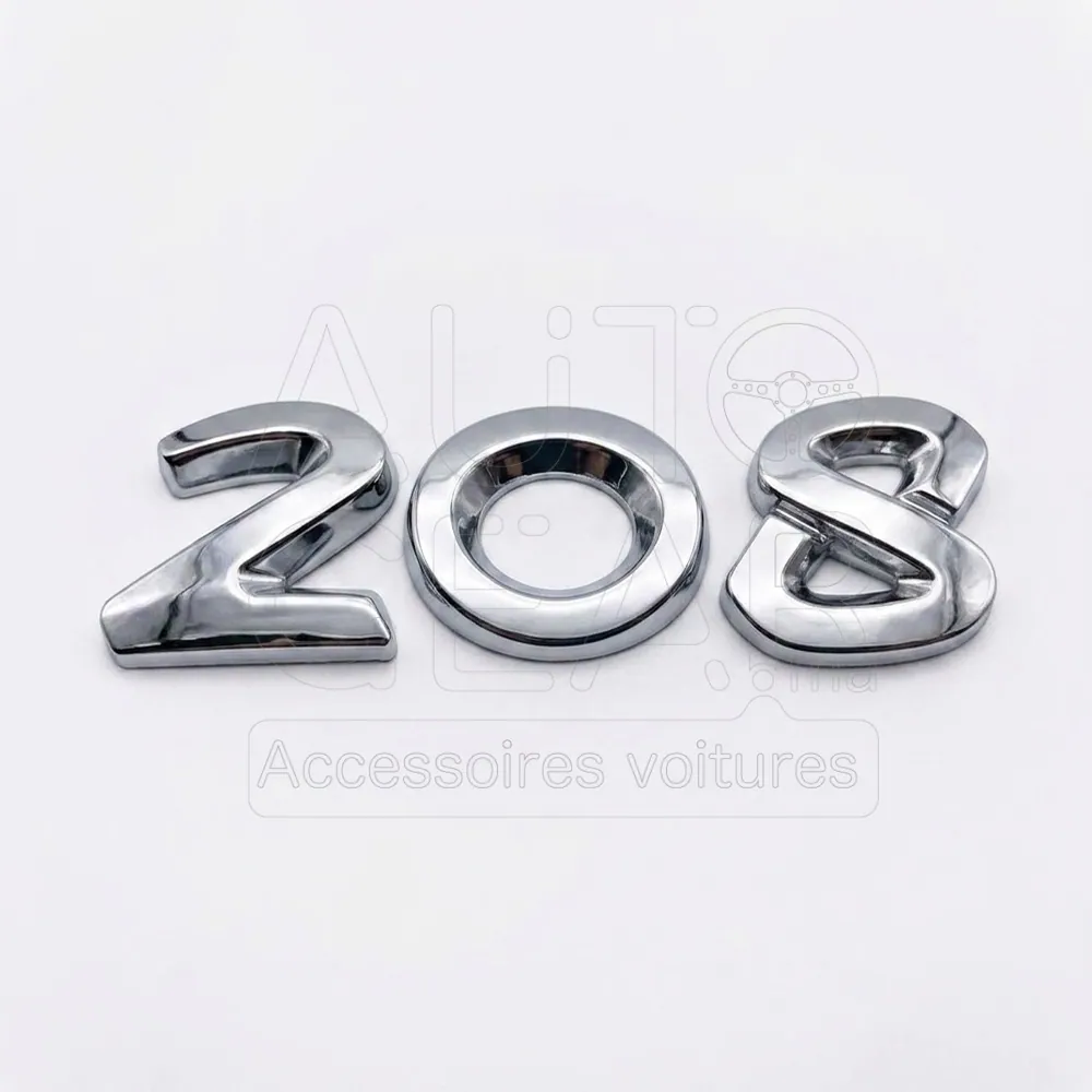 Emblème Chiffres Adhésifs Chrome Peugeot 208