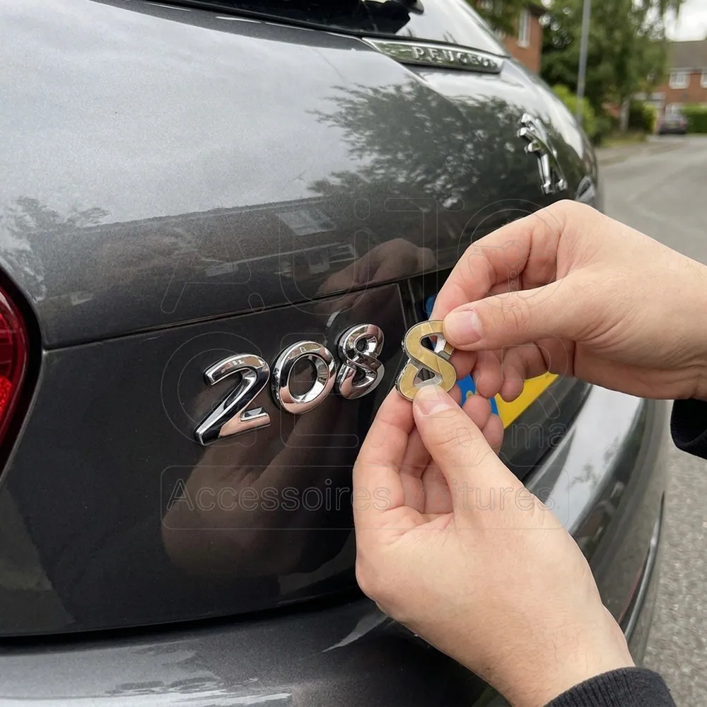 Emblème Chiffres Adhésifs Chrome Peugeot 208 vue 2