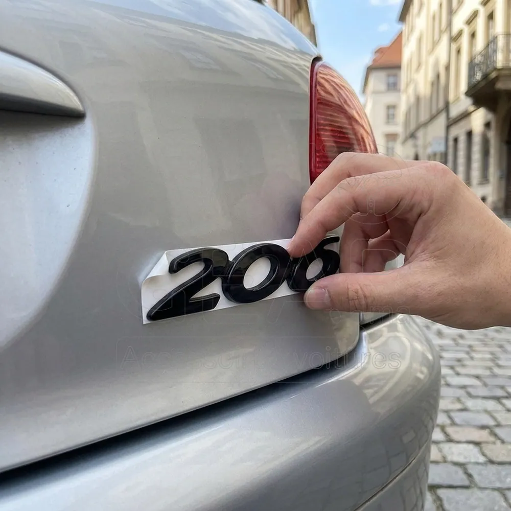Emblème Chiffres Adhésifs Peugeot 206 Noir vue 2