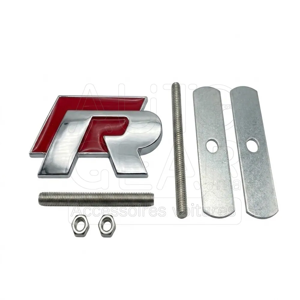 Emblème de Calandre R Line Rouge Chrome à Visser pour Volkswagen