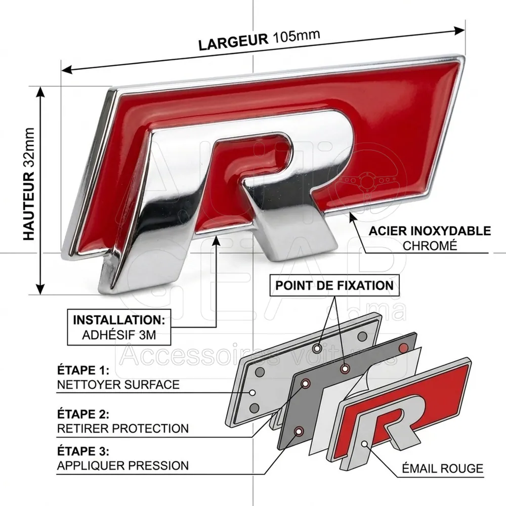Emblème de Coffre R Line Chrome et Rouge pour Volkswagen vue 4