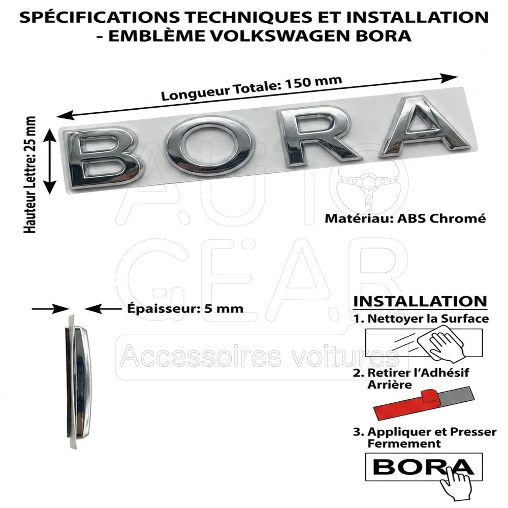 Emblème de Voiture Volkswagen Bora Argent, Noir et Rouge vue 4