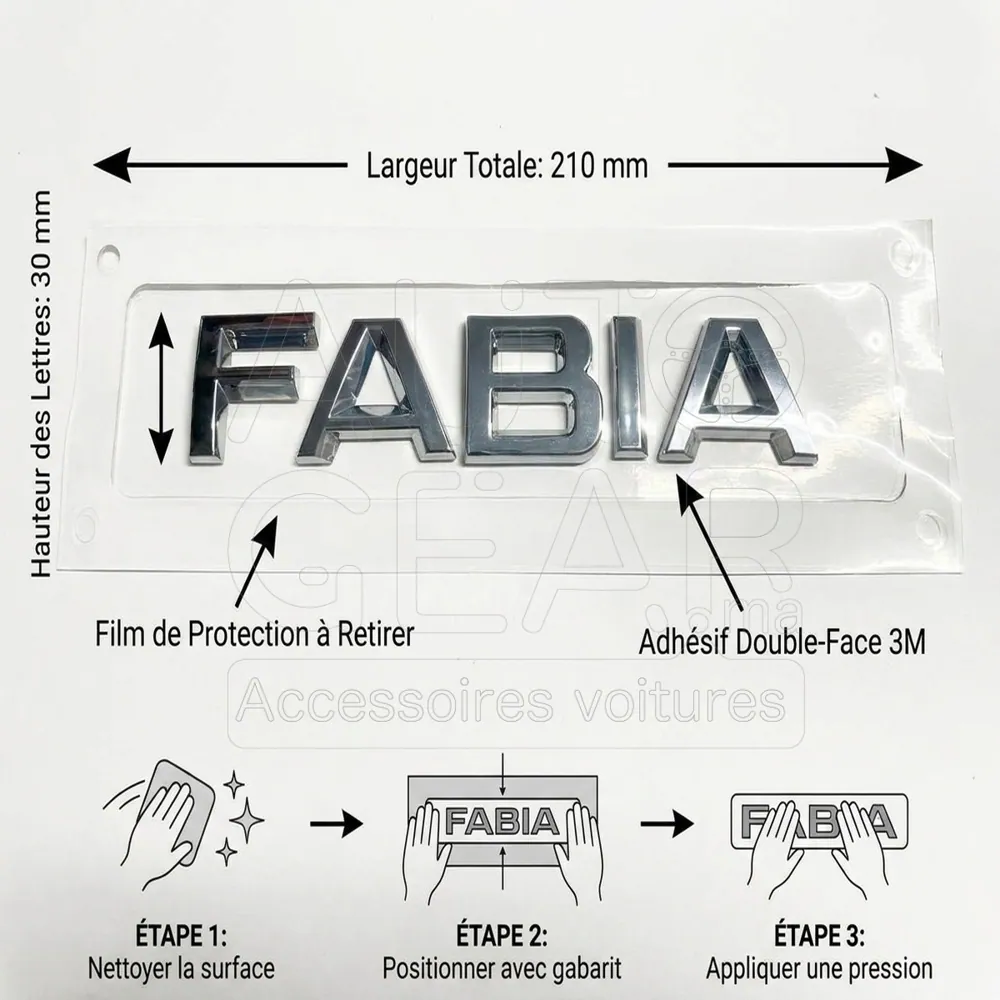 Emblème Lettres de Coffre Skoda Fabia Chrome vue 4