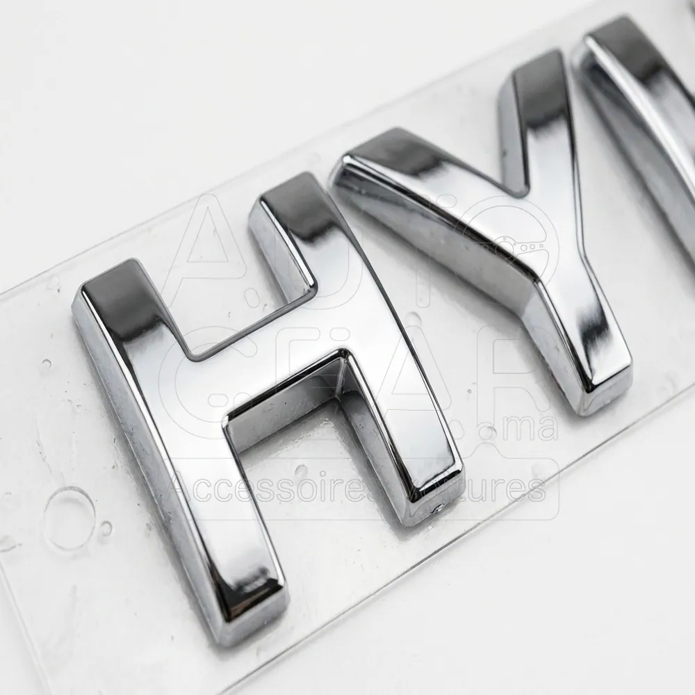 Emblème Lettres Hyundai Chrome vue 3