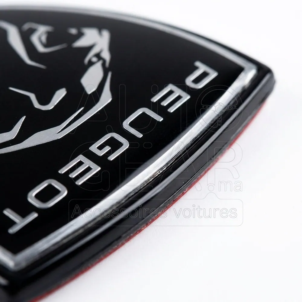 Emblème Logo Peugeot Noir et Argent vue 3