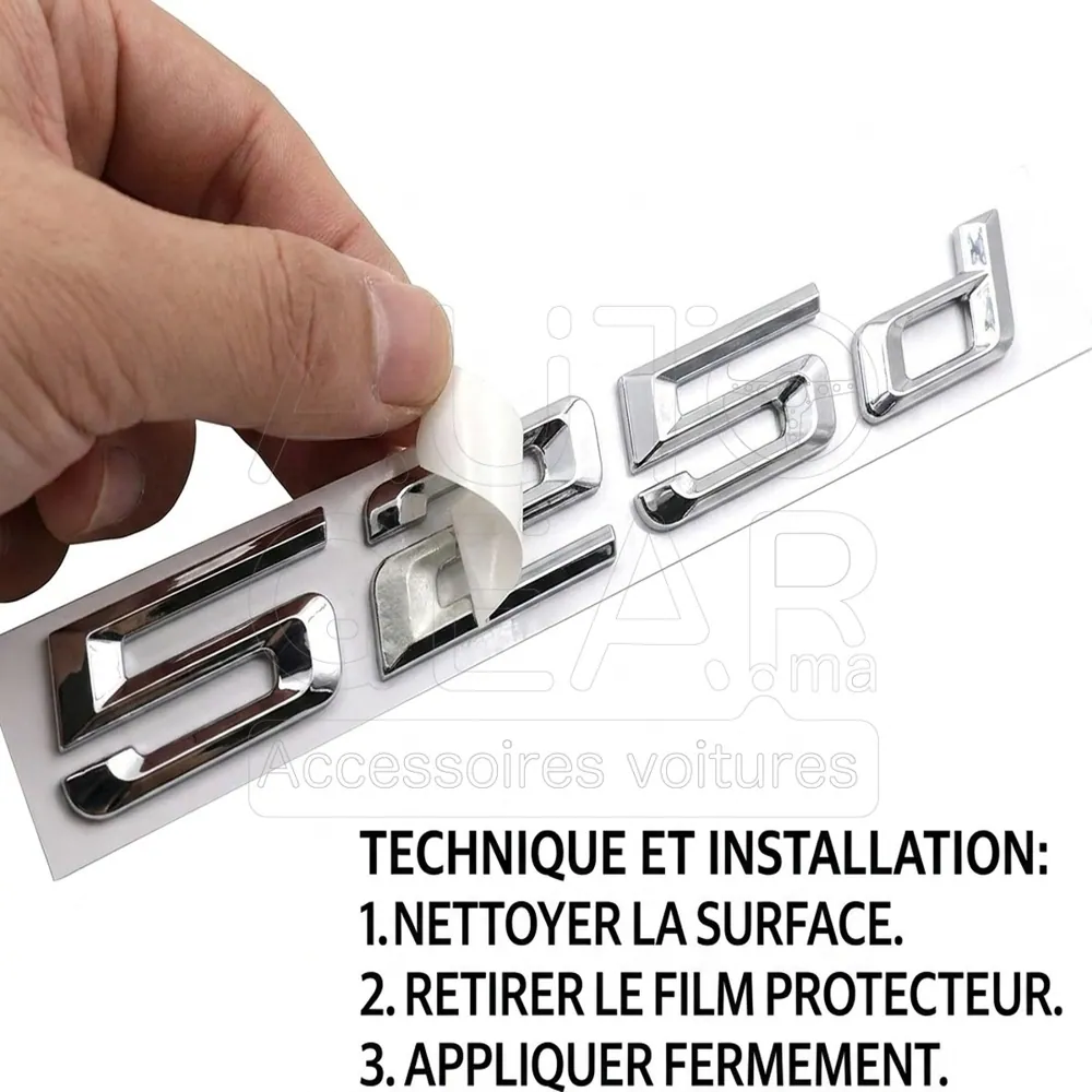 Emblèmes de Voiture 525d Chromés et Noirs pour BMW Série 5 vue 4