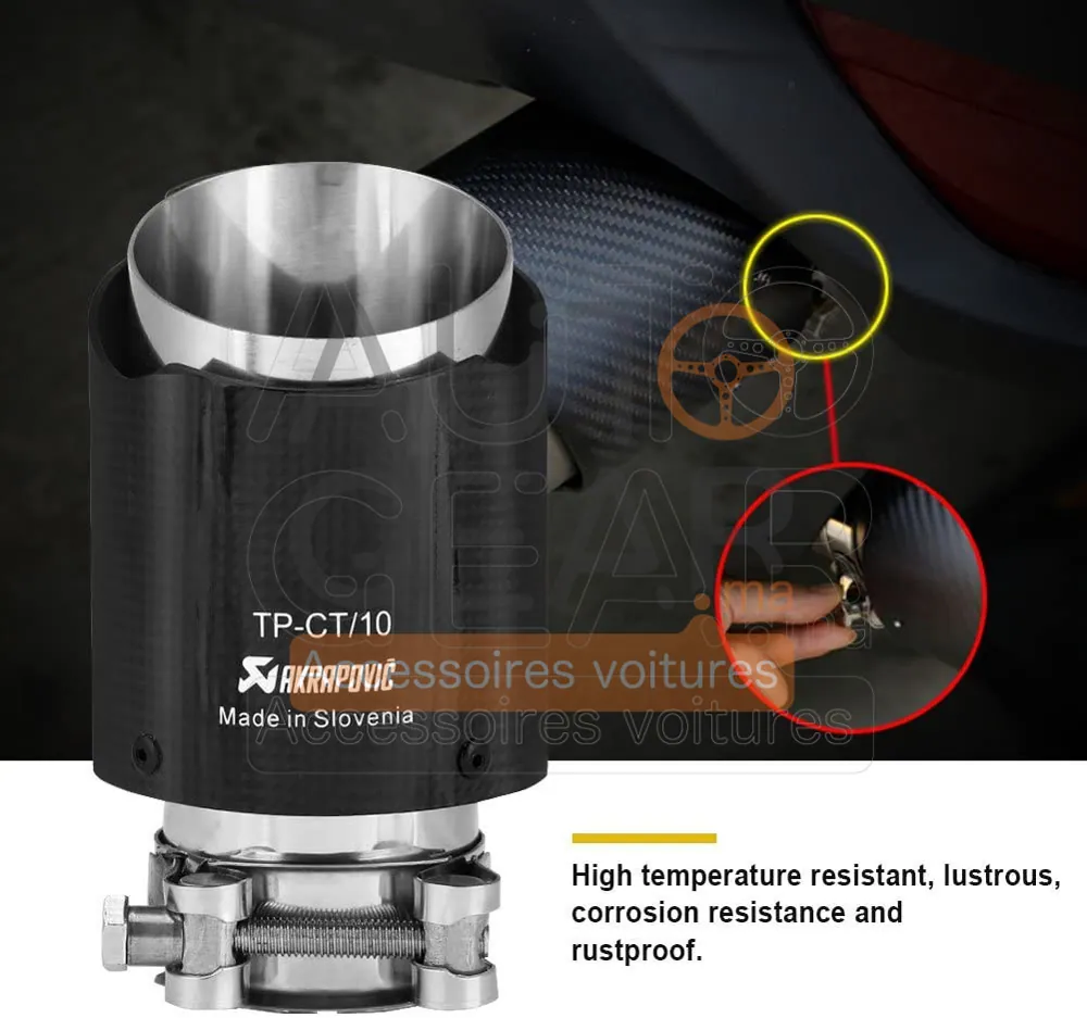 Embout d'Échappement Carbone Brillant Style AKRAPOVIC vue 4