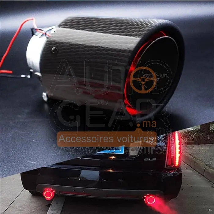 Embout d'Échappement Carbone Brillant avec LED