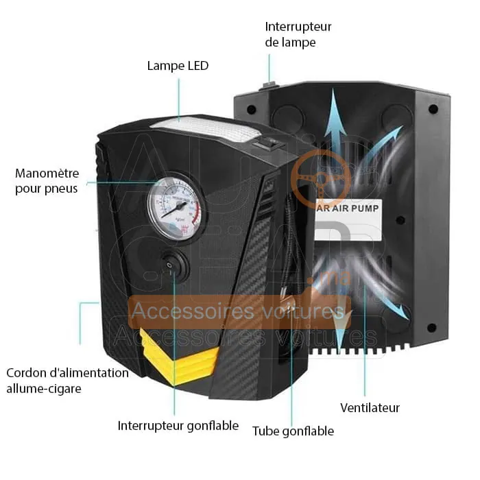 Gonfleur de Pneu 12V avec Lampe LED vue 4
