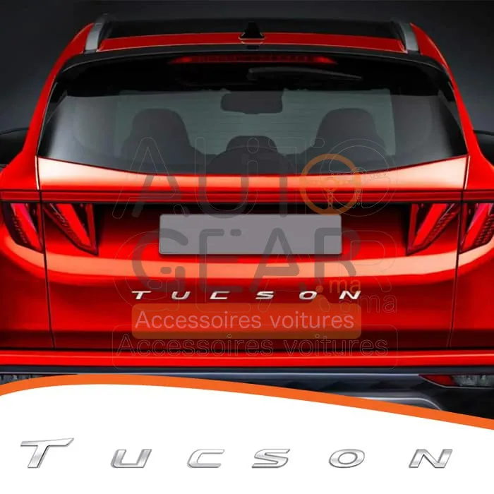 Hyundai Tucson Logo Emblème en Lettres Coffre Chrome et Noir