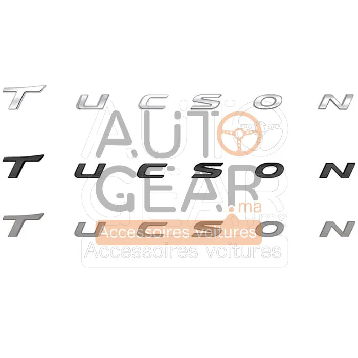 Hyundai Tucson Logo Emblème en Lettres Coffre Chrome et Noir vue 2