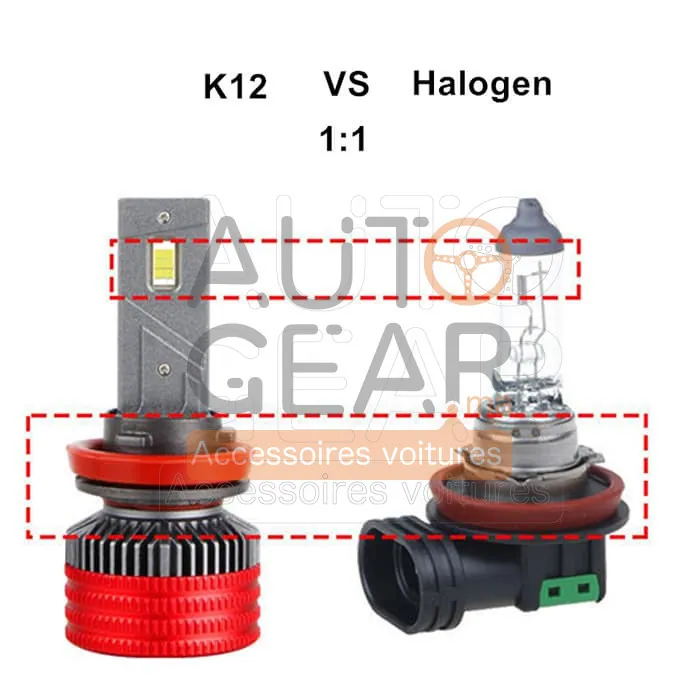 Ampoules LED K12 150W Canbus H4 H7 H11 Blanc 6000K vue 4
