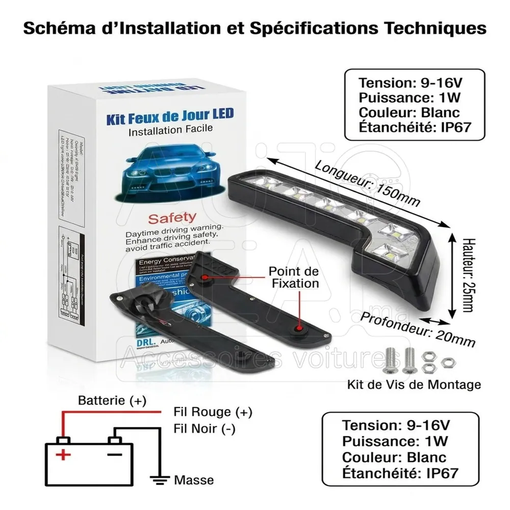 Kit Feux de Jour LED DRL Multi-Voltage Multi-Puissance vue 4