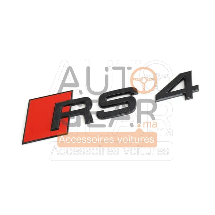 Logo de Coffre Audi RS4 Noir et Chrome vue 4