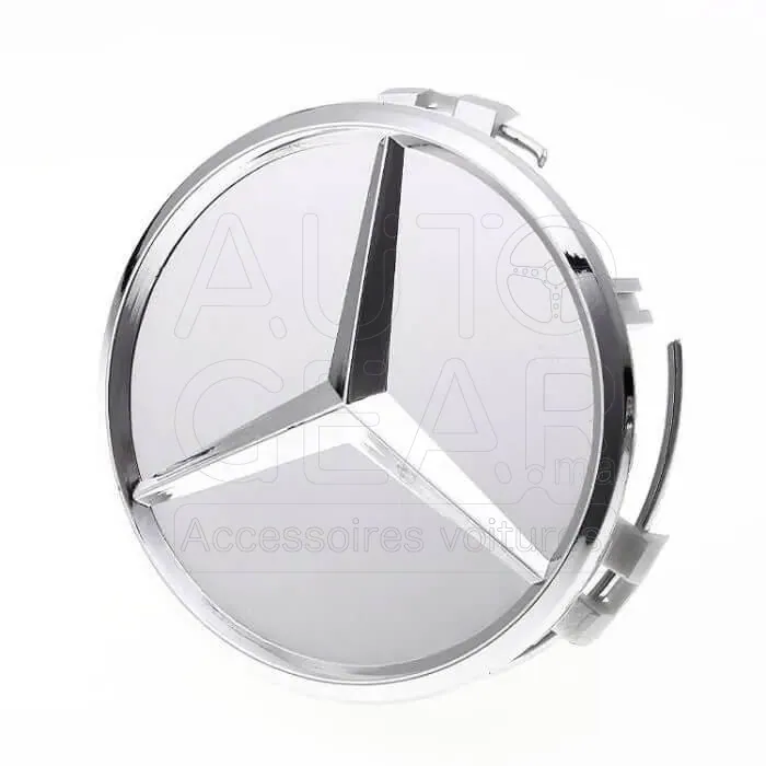 Cache-Moyeu de Jante Mercedes-Benz Logo Argenté 75mm (Lot de 4)