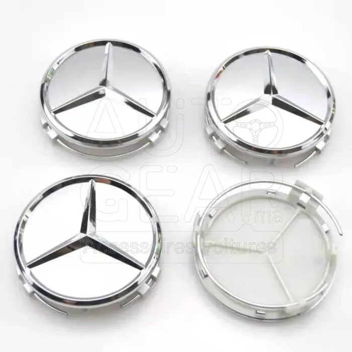 Cache-Moyeu de Jante Mercedes-Benz Logo Argenté 75mm (Lot de 4) vue 4