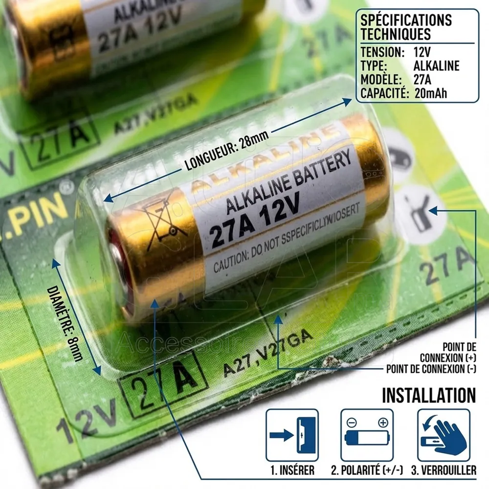 Pile Alcaline G.PIN 27A 12V vue 4