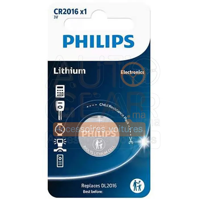 Pile Bouton Lithium Philips CR2016 / DL2016 3V