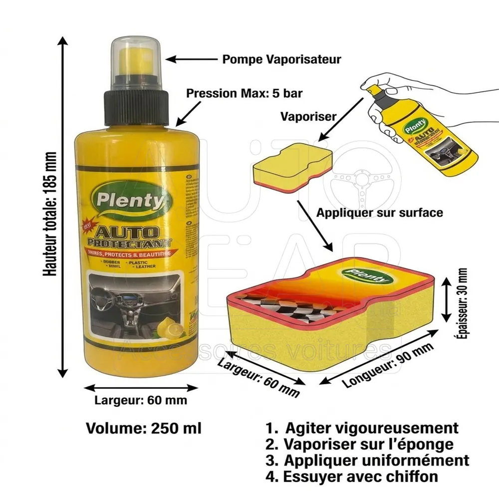 Plenty Protecteur Auto Brillant Plastique Cuir 250ml vue 4