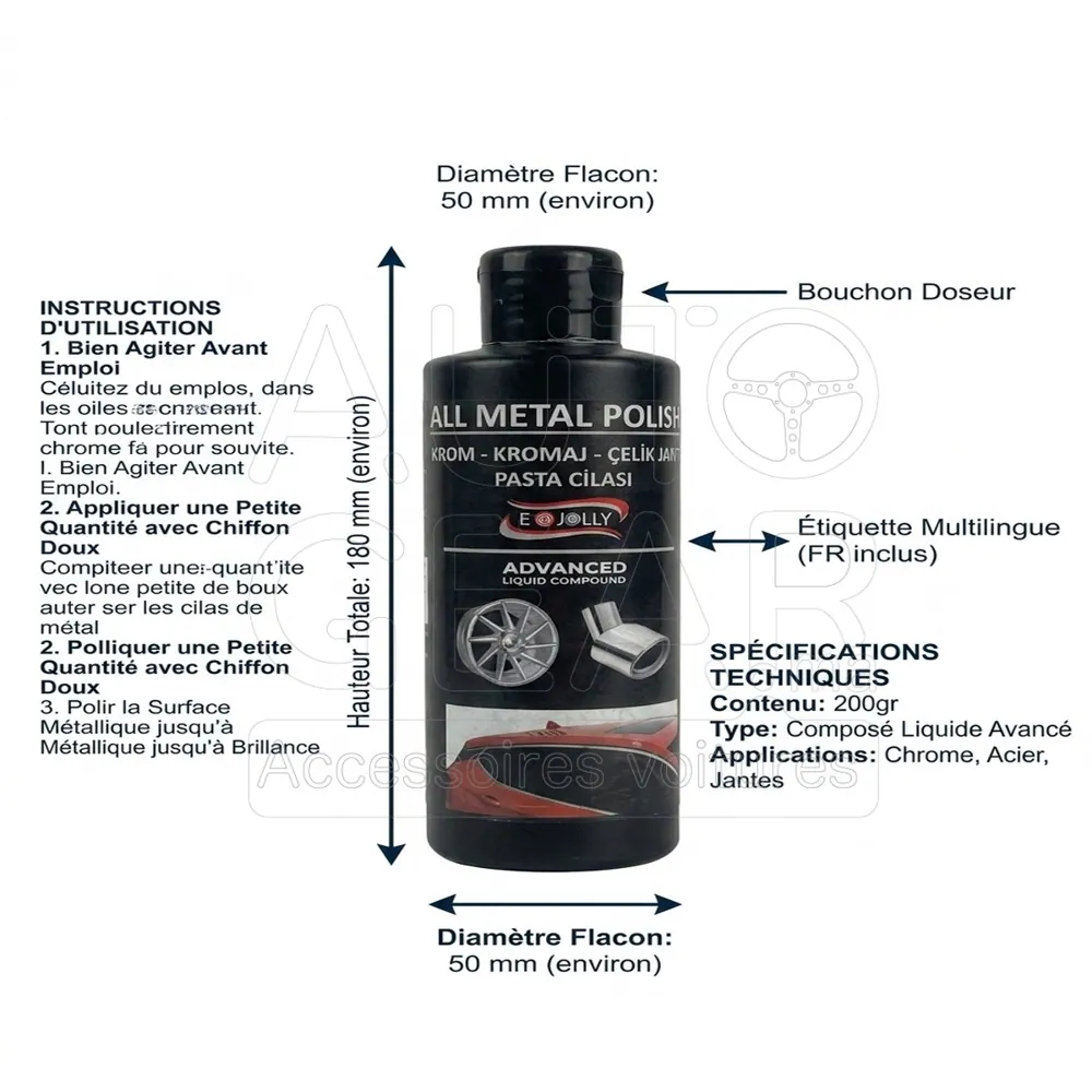 Polish Métal Chrome Acier Jantes Jolly 200gr vue 4