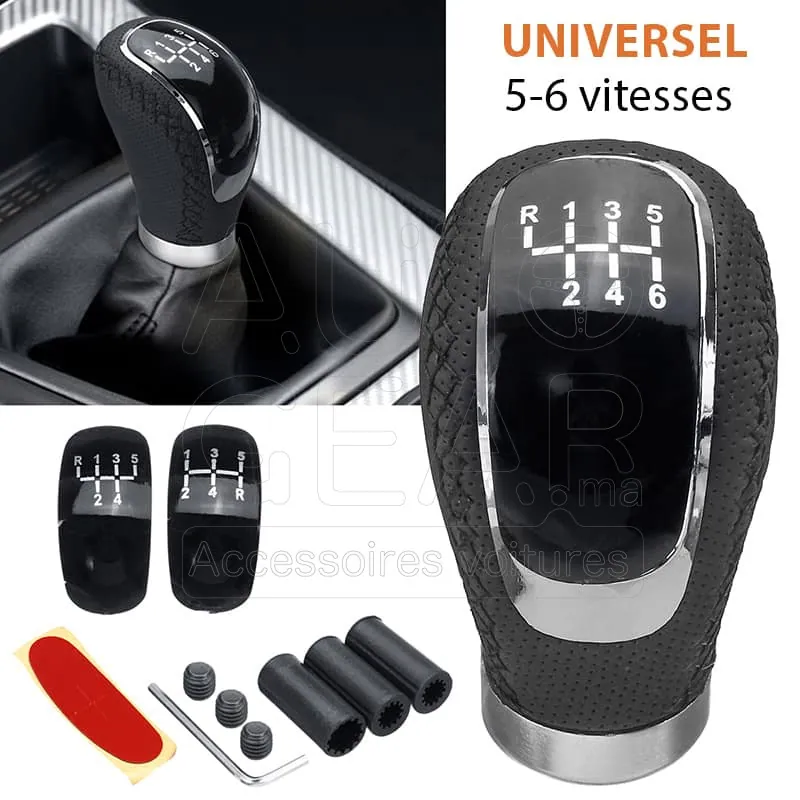 Pommeau de Levier de Vitesse en Cuir Universel 5/6 Rapports
