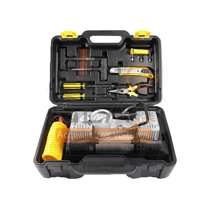 Pompe gonflable voiture 2 cylindres 150 PSI avec boîte à outils vue 2