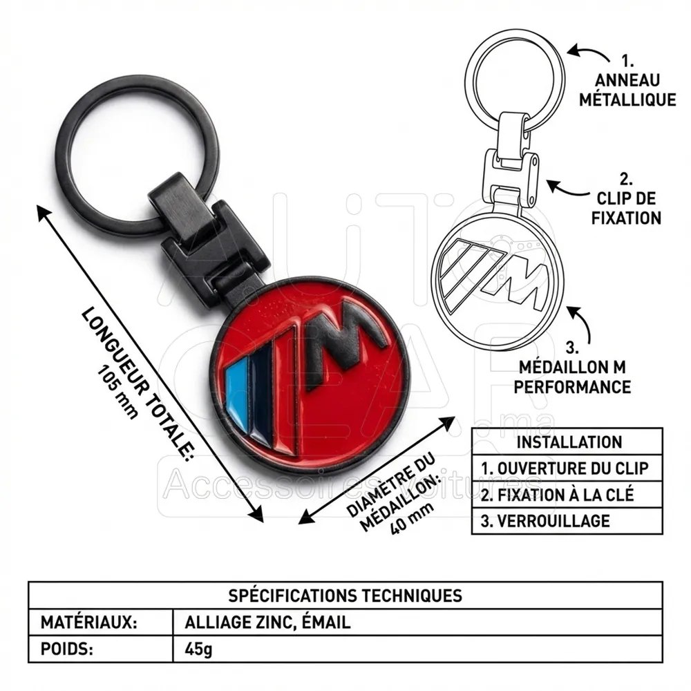 Porte-clé BMW M Performance Rouge et Noir vue 4