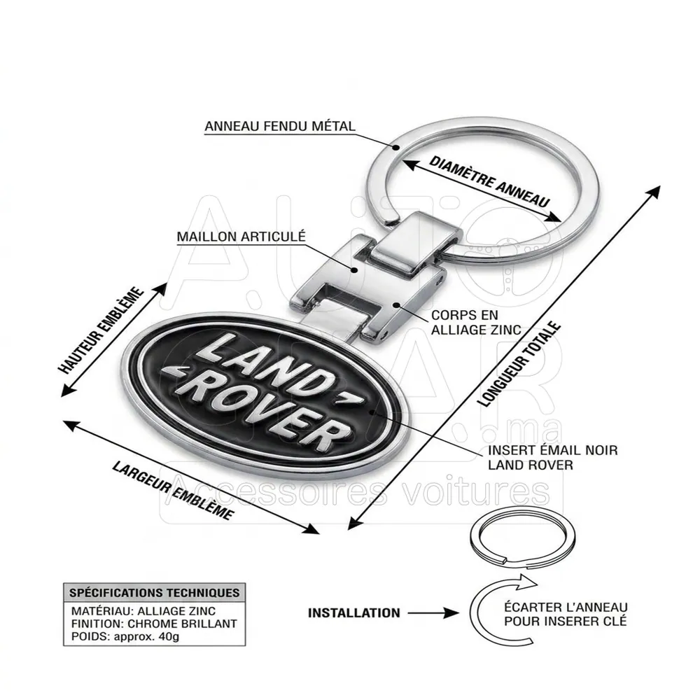 Porte-clé Land Rover Métal Argent et Noir vue 4