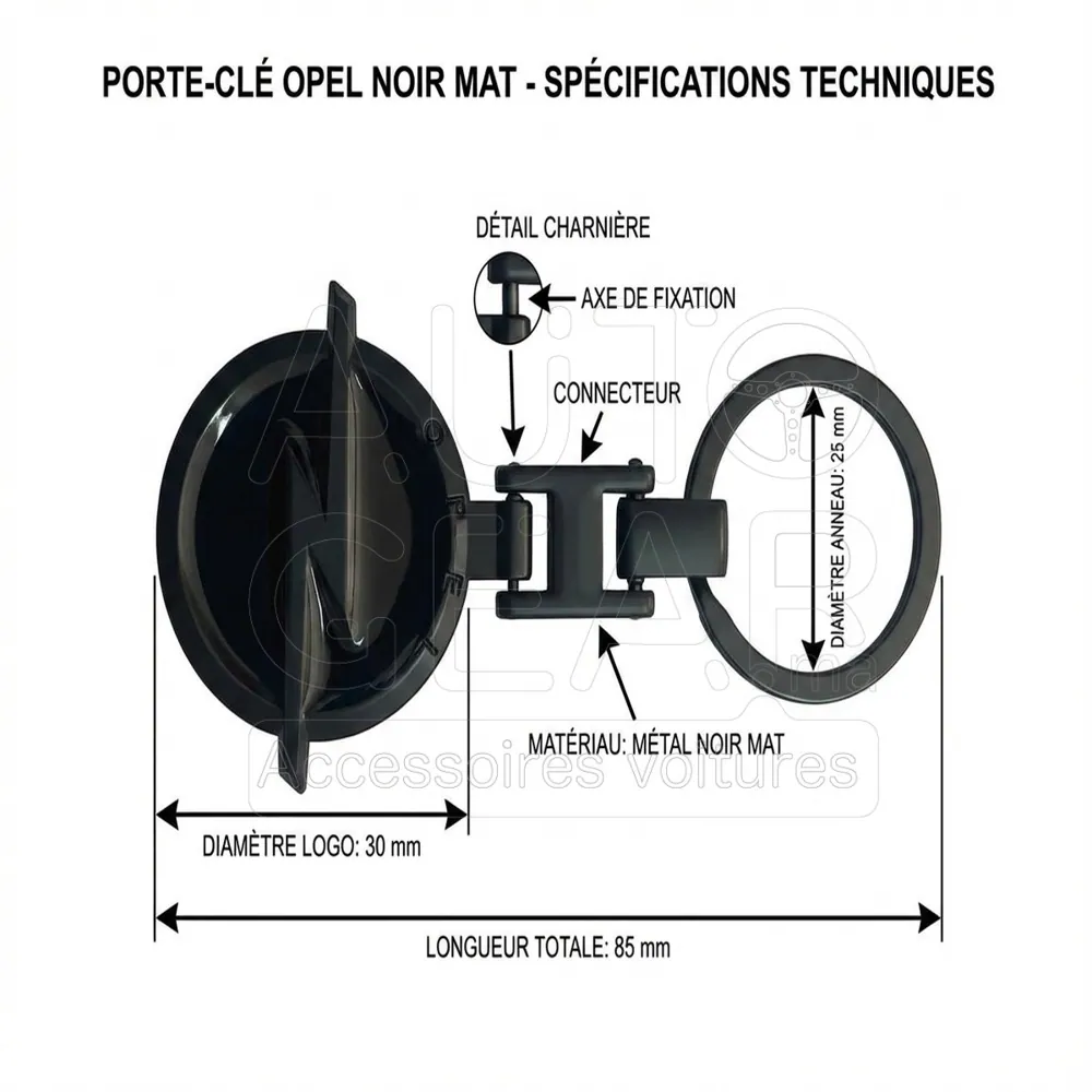 Porte-clé Opel Noir Mat vue 4