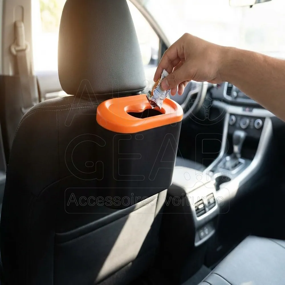 Poubelle de Voiture avec Clip Noir et Orange vue 2