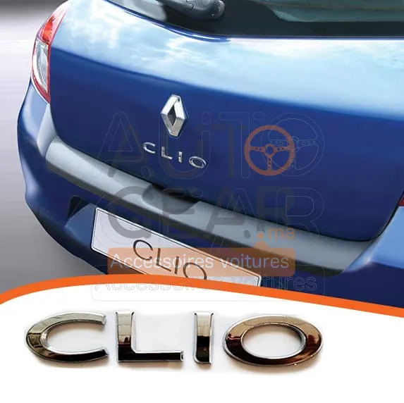 Renault Clio 2 3 4 Logo Emblème Coffre Chrome et Noir
