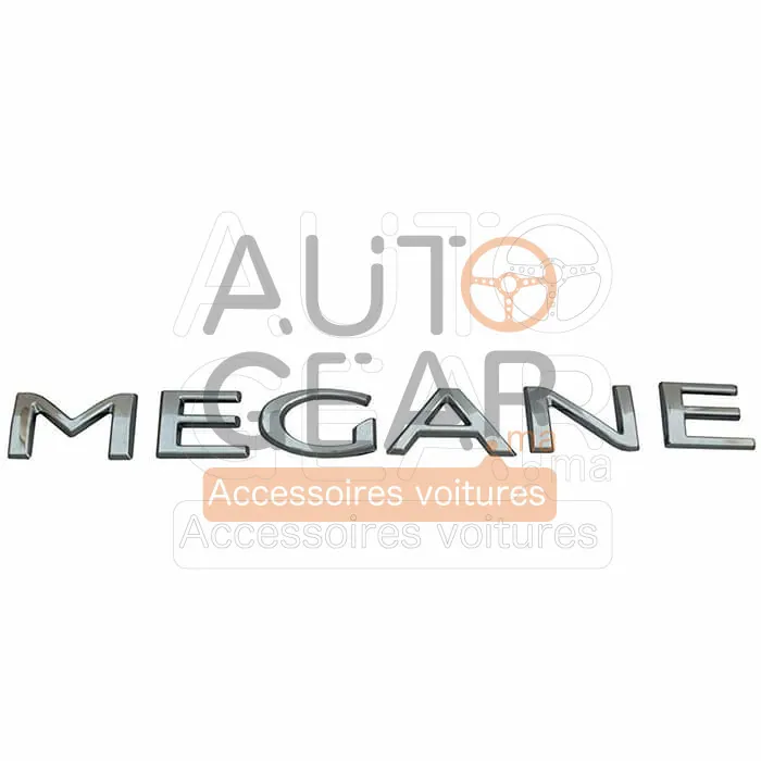 Renault Megane Logo Emblème en Lettres Chrome et Noir vue 3
