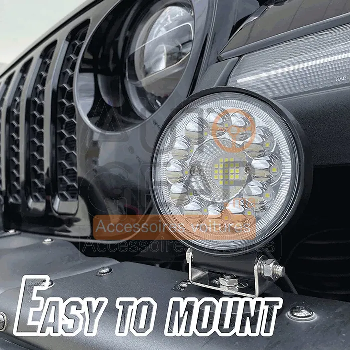 Phares LED Ronds Antibrouillard Offroad 12cm (Lot de 2) 112W vue 2
