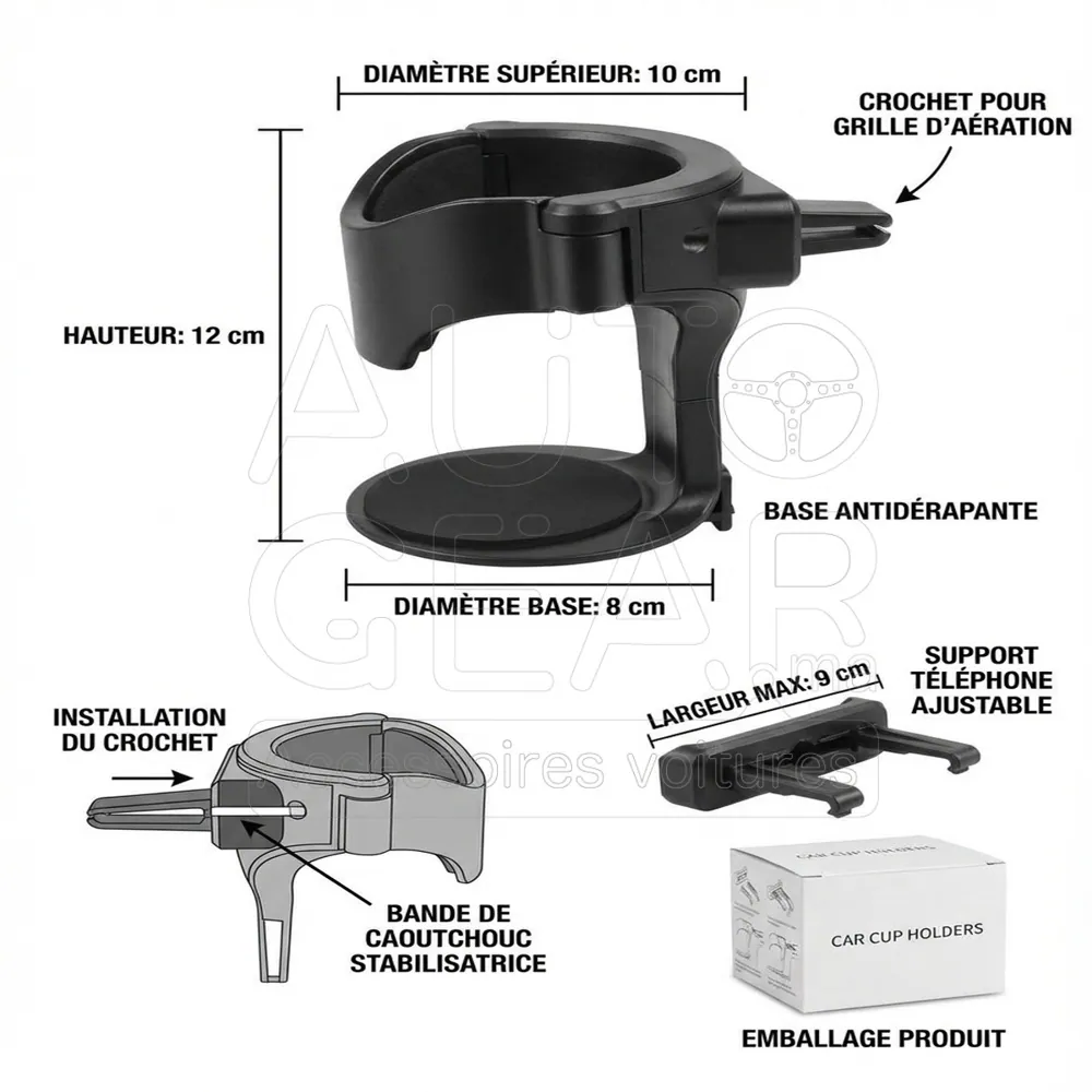 Support Téléphone et Tasse Universel pour Grille d'Aération vue 4
