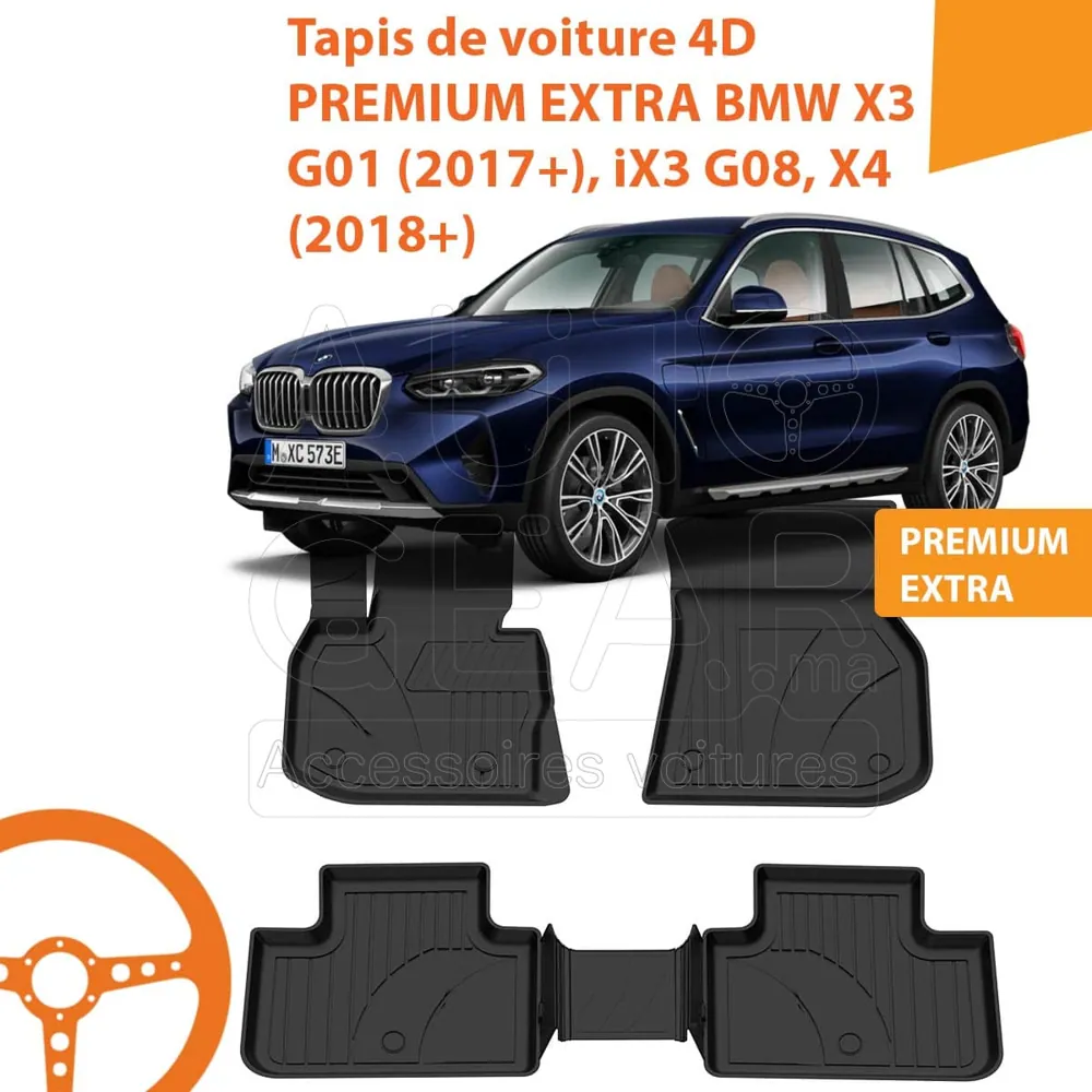Tapis de Voiture 4D Premium Extra BMW X3 G01 (2017+), iX3 G08, X4 (2018+)
