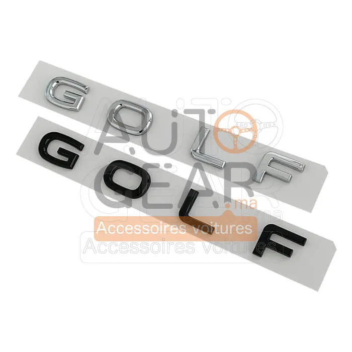 Volkswagen Golf Logo Emblème en Lettres Chrome et Noir vue 2