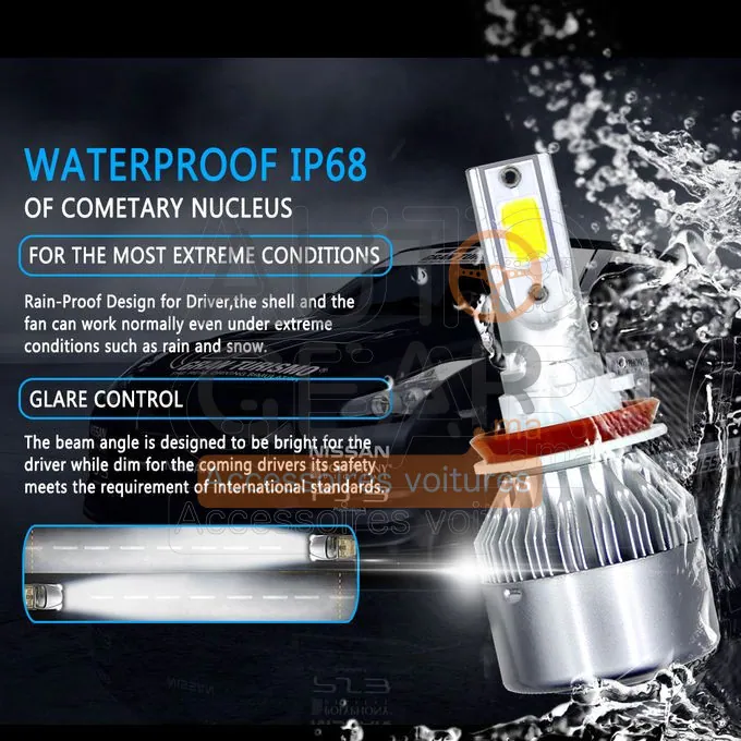 Ampoules LED Xénon Turbo C6 7600LM (Voiture et Moto)